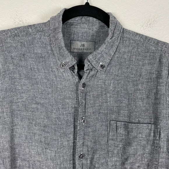 Jhane Barnes JB Workshop Mens 15.5 Gray Linen Cotton Button Down Shirt - Picture 2 of 9